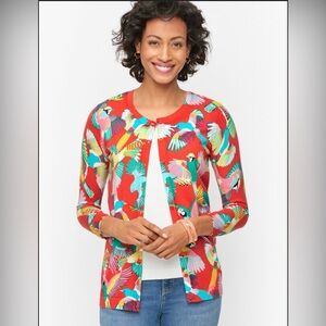 Talbots CHARMING CARDIGAN - TROPICAL BIRDS size XLP